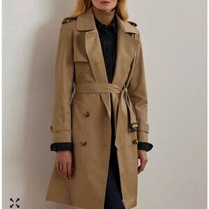 Lauren Ralph Lauren Belted Water Resistant Trench Coat Sand Size Small